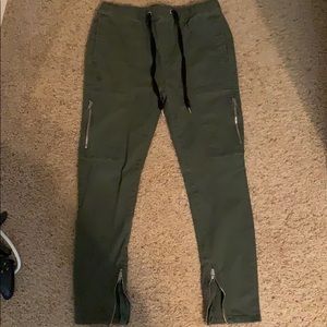 Olive green joggers with zip
